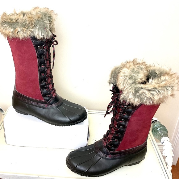 Sporto Shoes - Sporto Natasha Waterproof Suede Leather Winter Duck Boots - Merlot - Size 8W